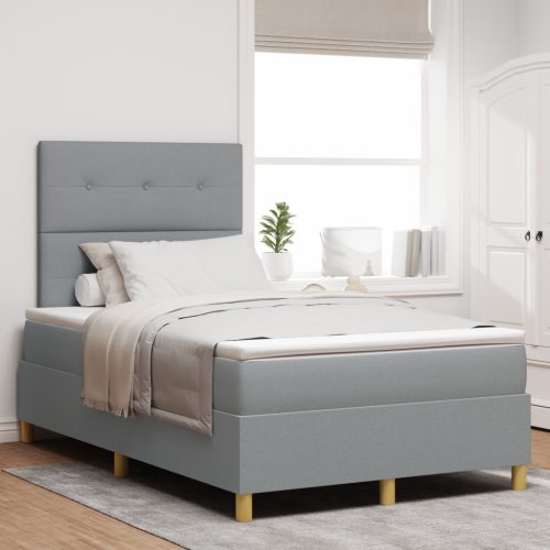 Boxspring Ágy Matracokkal és LED Fénnyel Szürke 120x200 cm Szövet