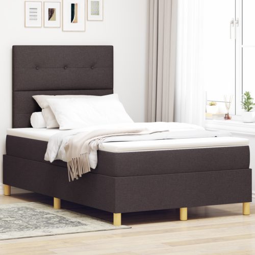 Boxspring Ágy Mattal & LED Sötétbarna 120x200 cm Szövet