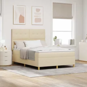   vidaXL LED Box Spring Ágy matracmal Krém 160 x 200 cm szövet