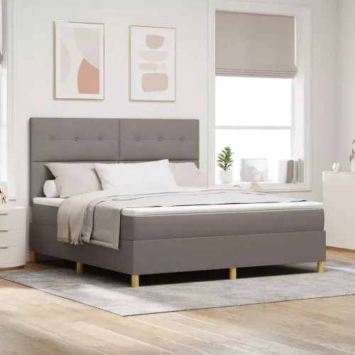 vidaXL LED Box Spring Ágy matracmal Tópszínű 180 x 200 cm szövet