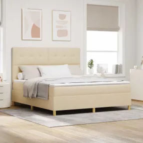   vidaXL LED Box Spring Ágy matracmal Krém 180 x 200 cm szövet