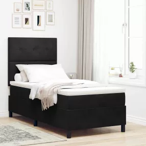   vidaXL LED Box Spring Ágy matracmal Fekete 90 x 200 cm Bársony