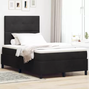   vidaXL LED Box Spring Ágy matracmal Fekete 120 x 200 cm Bársony