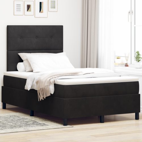Boxspring Ágy Mattal és LED Fénnyel Fekete 120x200 cm Bársony