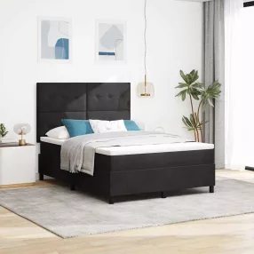   vidaXL LED Box Spring Ágy matracmal Fekete 140 x 190 cm Bársony