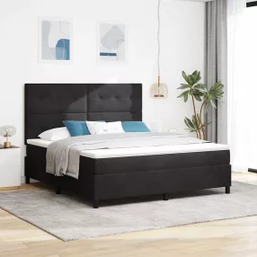   vidaXL LED Box Spring Ágy matracmal Fekete 180 x 200 cm Bársony