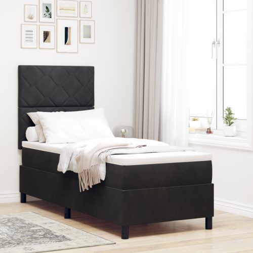 Boxspring ágy matraccal és LED-del Fekete 80x200 cm Bársonyos