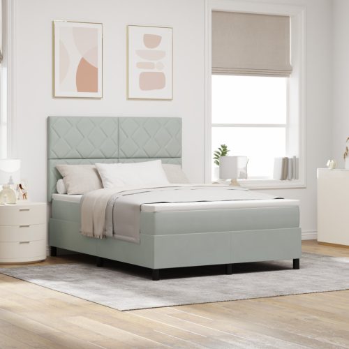 Boxspring Ágy Mattal & LED Fény Szürke 140x200 cm Bársony
