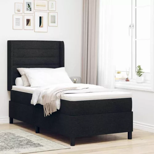 vidaXL LED Box Spring Ágy fejtámlával Fekete 80 x 200 cm szövet
