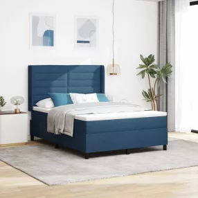   vidaXL LED Box Spring Ágy fejtámlával Kék 140 x 190 cm szövet