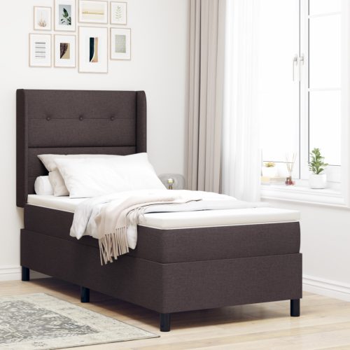 Boxspring Ágy Matrac & LED Sötétbarna 100x200 cm Szövet