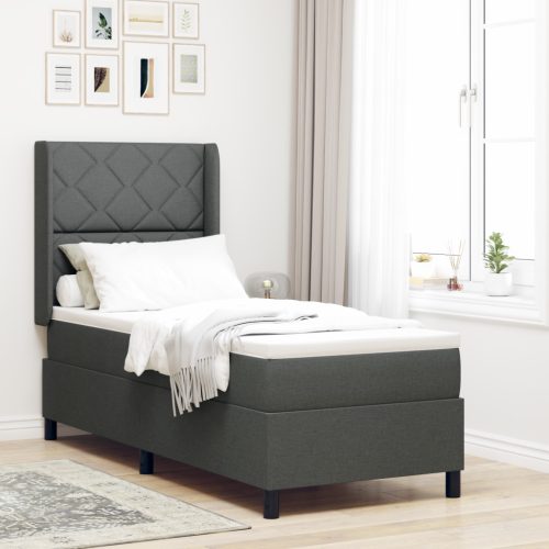 Boxspring Ágy Matraccal és LED Fényekkel Sötétszürke 80x200 cm Szövet