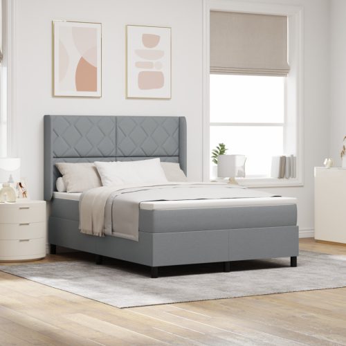 Boxspring Ágy Matracra & LED Fénnyel Világosszürke 140x200 cm Szövet