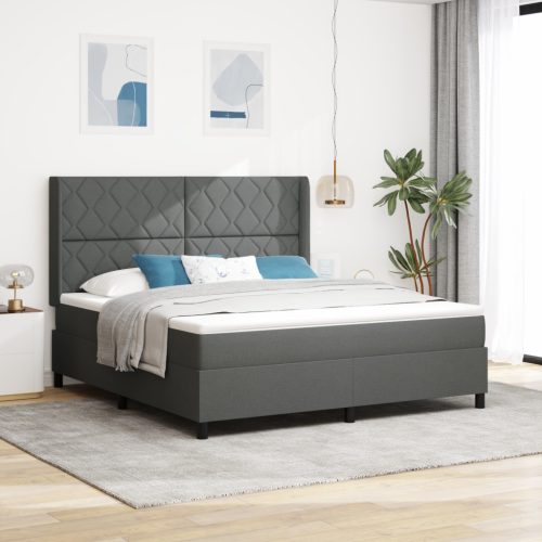 Boxspring Ágy Mattal & LED Sötétszürke 180x200 cm Szövet