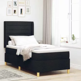   vidaXL Boxrugós ágy LED szalagokkal Fekete 80 x 200 cm szövet