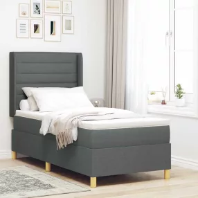   vidaXL Boxrugós ágy LED szalagokkal Szürke 90 x 190 cm szövet