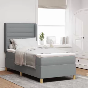   vidaXL Boxrugós ágy LED szalagokkal Világosszürke 100 x 200 cm szövet