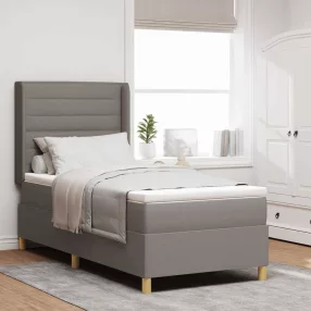   vidaXL Boxrugós ágy LED szalagokkal Tópszínű 100 x 200 cm szövet