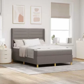   vidaXL Boxrugós ágy LED szalagokkal Tópszínű 140 x 190 cm szövet