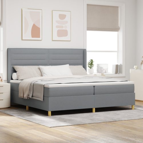Ágykeret Matrac és LED világítás Szürke 200x200 cm Szövet
