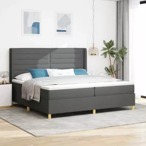   vidaXL Boxrugós ágy matracmal leddel Szürke 200 x 200 cm szövet