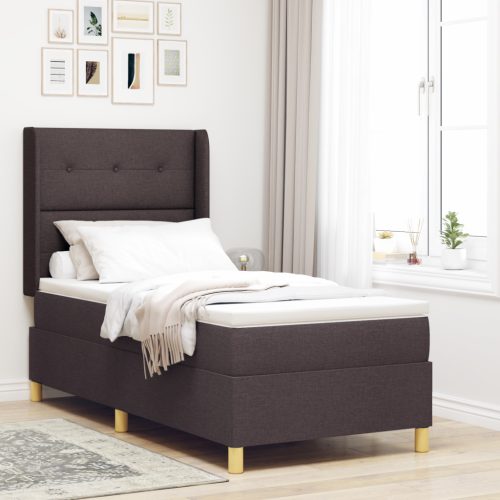 Felnyitható Boxspring Ágy Matracra & LED Fekete Barna 80x200 cm Szövet