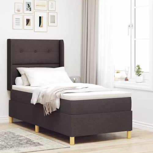vidaXL Boxrugós ágy LED szalagokkal Barna 80 x 200 cm szövet