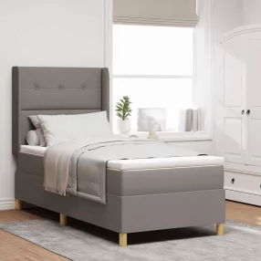   vidaXL Boxrugós ágy LED szalagokkal Tópszínű 90 x 200 cm szövet
