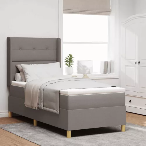 vidaXL Boxrugós ágy LED szalagokkal Tópszínű 90 x 200 cm szövet