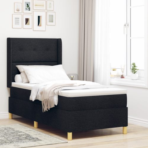 Ágykeret Matrac és LED Fekete 100x200 cm Szövet