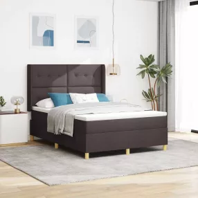   vidaXL Boxrugós ágy LED szalagokkal Barna 140 x 200 cm szövet