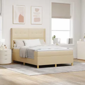   vidaXL Boxrugós ágy LED szalagokkal Krém 160 x 200 cm szövet