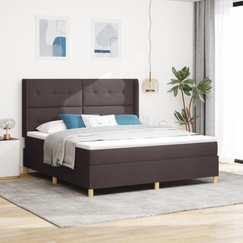Boxspring Ágy Matrac + LED Sötétbarna 180x200 cm Szövet