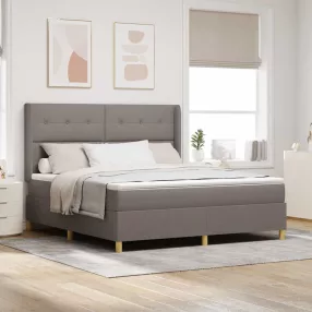   vidaXL Boxrugós ágy LED szalagokkal Tópszínű 180 x 200 cm szövet