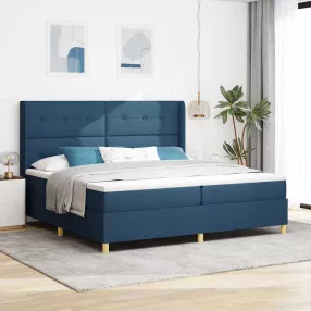   vidaXL Boxrugós ágy LED szalagokkal Kék 200 x 200 cm szövet