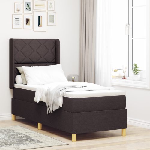 Boxspring Ágy Mattal & LED Sötétbarna 80x200 cm Szövet