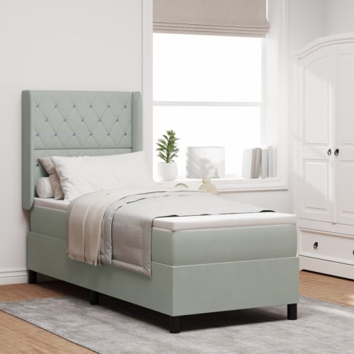 Boxspring Ágy Matraccal és LED Fény Szürke 80x200 cm Bársony