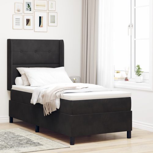 Boxspring Ágy Matraccal és LED Fekete 80x200 cm Bársonyos
