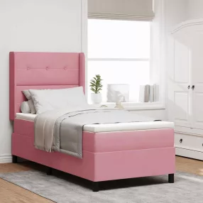   vidaXL Boxrugós ágy matracmal leddel Rózsaszín 80 x 200 cm Bársony