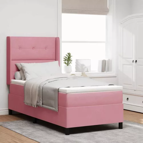vidaXL Boxrugós ágy matracmal leddel Rózsaszín 80 x 200 cm Bársony