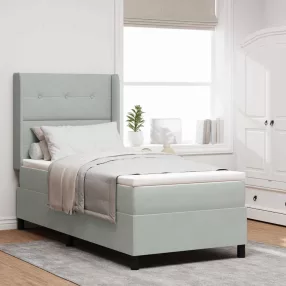   vidaXL Boxrugós ágy matracmal leddel Világosszürke 90 x 200 cm Bársony