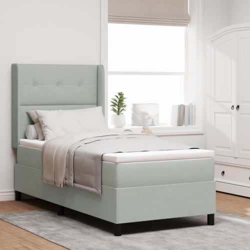 Boxspring Ágy Matraccal és LED Fénnyel Szürke 100x200 cm Bársony