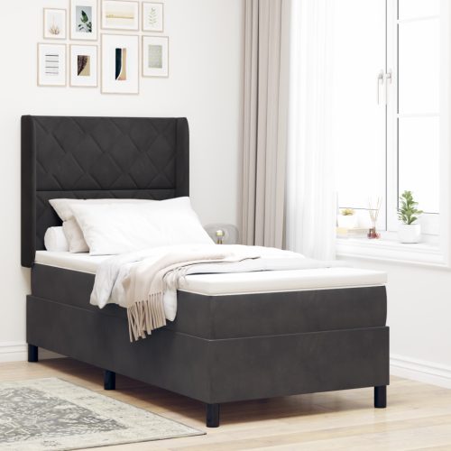 Boxspring Ágy Mattal és LED-del Fekete 100x200 cm Bársony