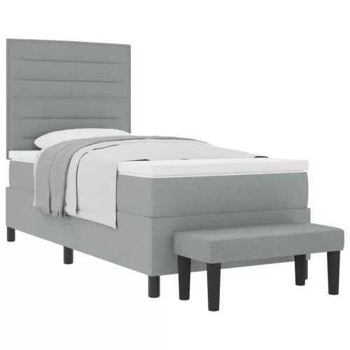 vidaXL Boxrugós ágy fejtámlával Világosszürke 80 x 200 cm szövet