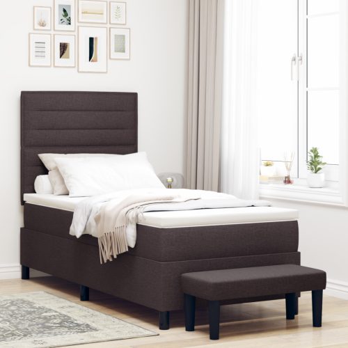 Box Spring Ágy Matraccal és Pad Dark Brown 80x200 cm Szövet