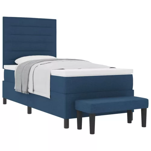 vidaXL Boxrugós ágy fejtámlával Kék 80 x 200 cm szövet