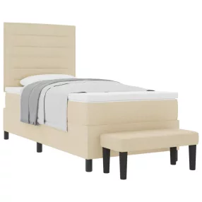   vidaXL Boxrugós ágy fejtámlával Krém 90 x 190 cm szövet