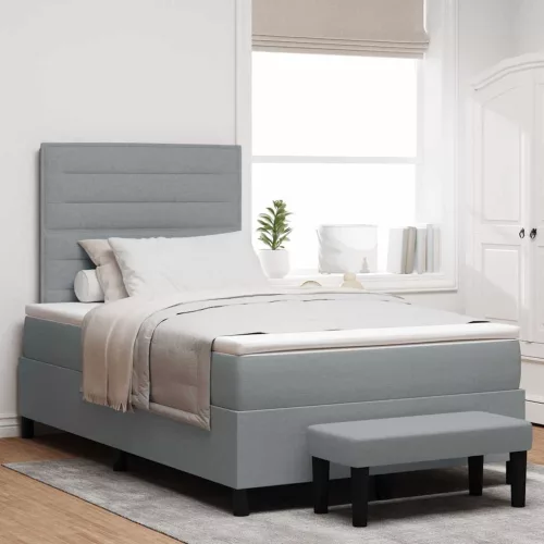 vidaXL Boxrugós ágy fejtámlával Világosszürke 120 x 190 cm szövet