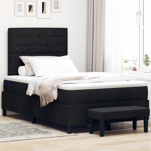 Boxspring Ágy Matraccal és Padlóval Fekete 120x200 cm Szövet