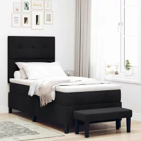   vidaXL Boxrugós ágy fejtámlával Fekete 80 x 200 cm szövet